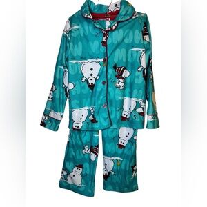 💥Peanuts Snowman Pajama Set - Teal and White Kids 6/6x